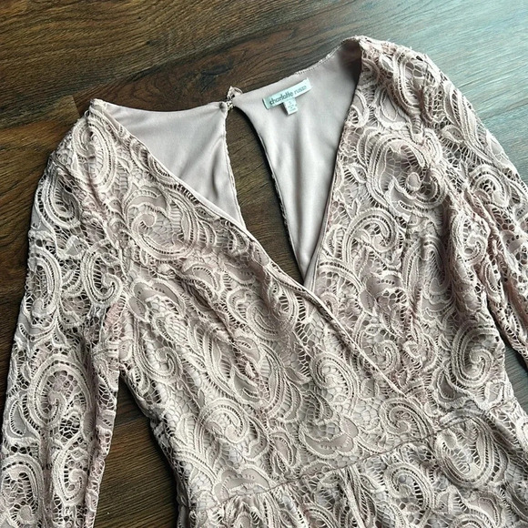 Charlotte Russe Lace Romper Pink | Charlotte Russe Romper | Long Sleeve Romper - Picture 3 of 8
